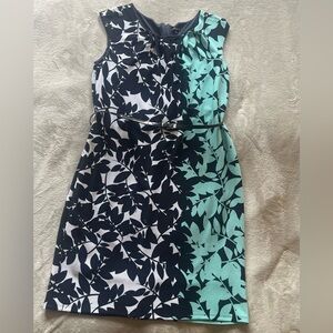 Lane Bryant Black and Green Leaf Midi Dress